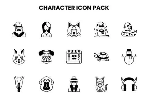 Character DuoTone Graphics Icons Pack Stock Illustration