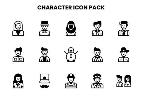 Character DuoTone Icons Pack Stock Illustration