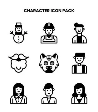 Character DuoTone UI Icons Pack Stock Illustration