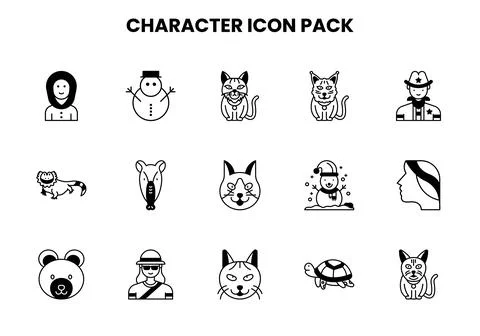 Character DuoTone Vector Icons Pack Stock Illustration