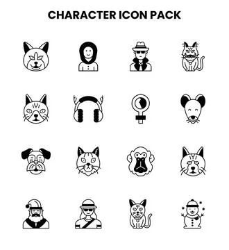Character DuoTone Vector Icons Pack Stock Illustration