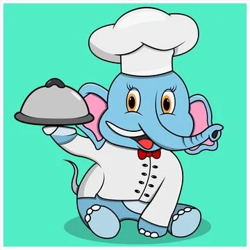 Character Elephant With Chef Custom Stock Illustration