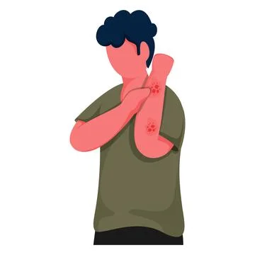 Character of Faceless Man Itching Hands on White Background. Stock Illustration