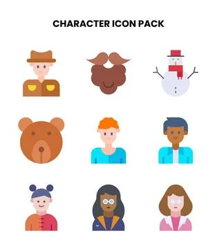 Character Flat Bundle Icons Pack イラスト素材