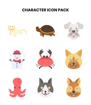Character Flat Design Icons Pack Stock Illustration