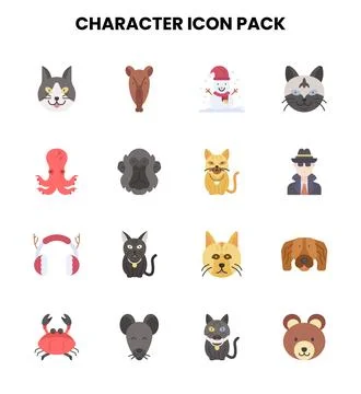 Character Flat Design Icons Pack Stock Illustration