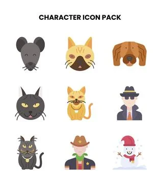Character Flat Design Icons Pack Stock Illustration