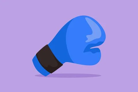 Character flat drawing back view blue boxing gloves symbol. Sporting goods,.. Stock Illustration