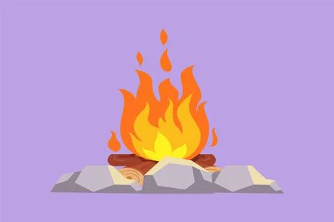 Character flat drawing bonfire for camping activities. Used to warm body in.. イラスト素材