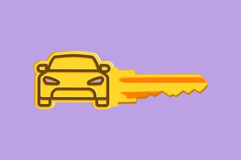 Character flat drawing car key with car shape logo, symbol. Keyring car and.. Stock Illustration