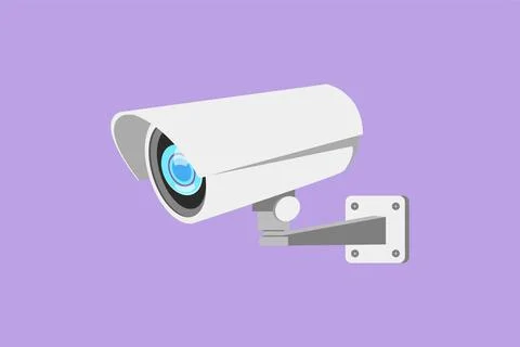 Character flat drawing CCTV with round shape installed on side of highway t.. Stock Illustration