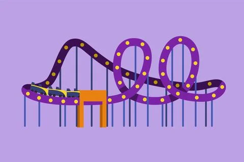 Character flat drawing of colorful roller coaster in an amusement park with.. Ilustración de archivo
