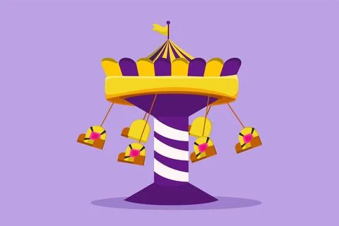 Character flat drawing colorful wave swinger in amusement park with four se.. Ilustración de archivo
