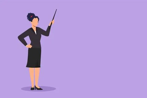 Character flat drawing confident beautiful female teacher, mentor, trainer,.. Stockillustratie