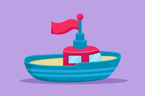 Character flat drawing cute boat toy logo, icon, symbol. Children transport.. イラスト素材