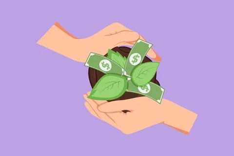 Character flat drawing ecology sapling money tree growing up and planting o.. Stockillustratie