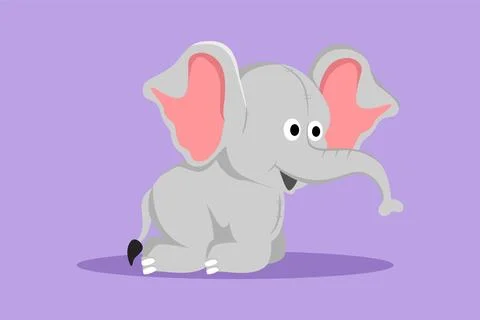 Character flat drawing of elephant plush doll logo, icon, template, symbol... Stock Illustration