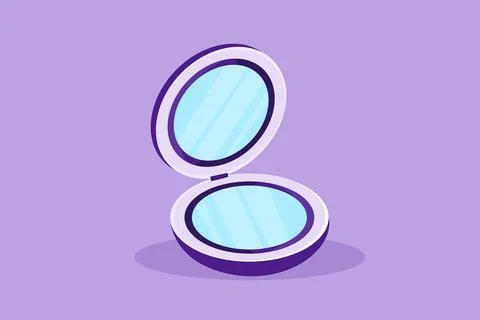 Character flat drawing of face compact makeup powder. Realistic cosmetic po.. Ilustração Stock