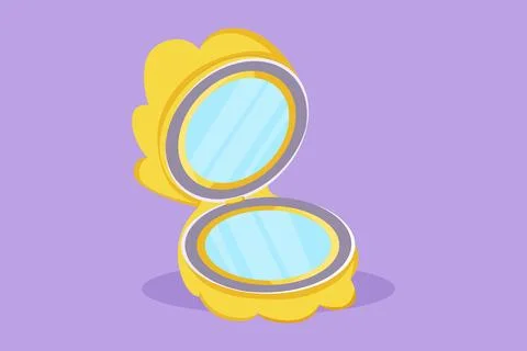 Character flat drawing of face compact makeup powder. Realistic cosmetic po.. Stock Illustration