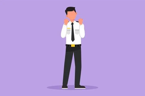 Character flat drawing flight attendant or steward standing in uniform with.. イラスト素材