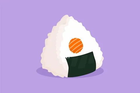 Character flat drawing fresh delicious Japanese onigiri rice restaurant log.. Ilustração Stock