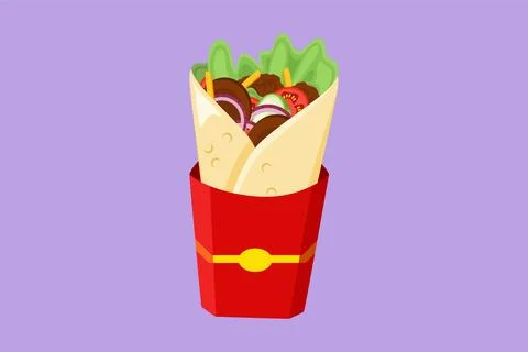 Character flat drawing fresh hot spicy online shawarma shop logo. Delicious.. イラスト素材