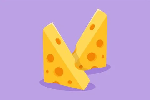 Character flat drawing fresh sliced round French cheese logo. Grocery store.. Ilustración de archivo