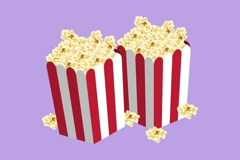Character flat drawing fresh sweet delicious pop corn with stripped pattern.. Stock Illustration