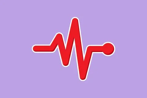 Character flat drawing heartbeat icon, logo, label. Heart beat monitor puls.. Stock Illustration