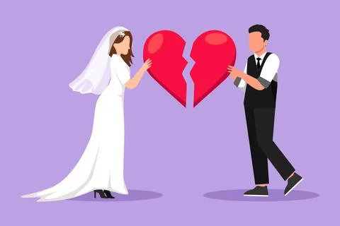 Character flat drawing heartbroken married couple parting or divorce. Sad m.. Stock Illustration