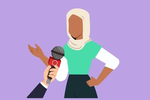 Character flat drawing interview with young beautiful Arabian girl. Digital.. イラスト素材