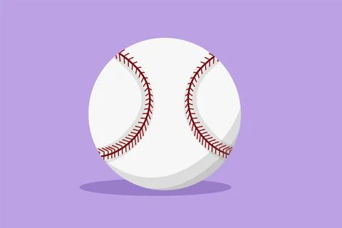 Character flat drawing leather baseball ball logotype, label, symbol. Ameri.. Stock Illustration