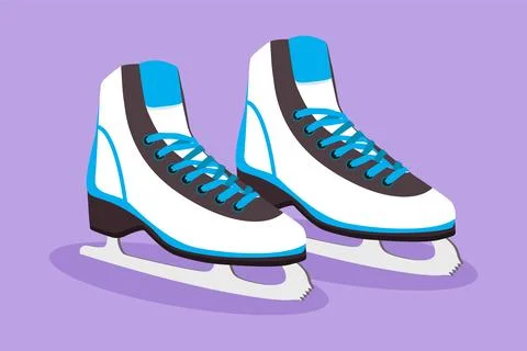 Character flat drawing pair of figure skates. White women ice skate shoes l.. Stockillustratie