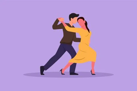Character flat drawing people dancing salsa. Young man and woman in dance. .. Stock Illustration