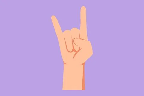 Character flat drawing rock on gesture symbol. Heavy metal hand gesture. No.. Stock Illustration