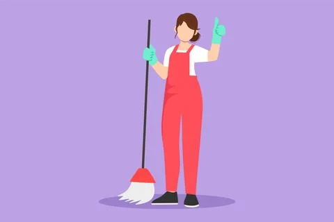 Character flat drawing smiling beautiful female cleaning company staff memb.. Stock Illustration