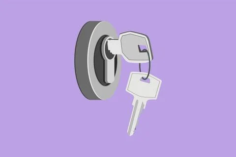 Character flat drawing stylized door knob locks with keys isolated. Open th.. Ilustración de archivo