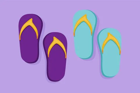 Character flat drawing stylized flip flops icon. Modern colorful summer fli.. イラスト素材