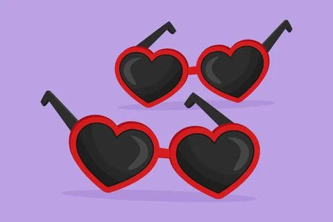 Character flat drawing stylized glasses model with love shape. Women frames.. Stock Illustration