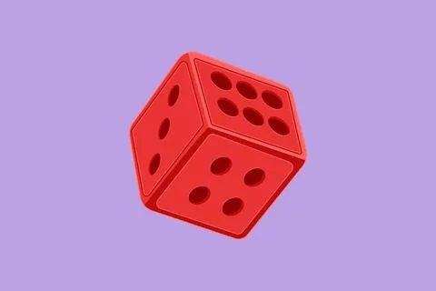 Character flat drawing stylized red dice logo, label, flyer, symbol. Dice w.. イラスト素材