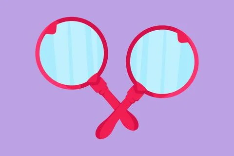 Character flat drawing stylized simple mirror with handle for make up. Hand.. Illustration