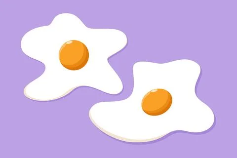 Character flat drawing stylized sunny side up egg logo, label, flyer, stick.. Stock Illustration