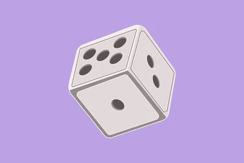 Character flat drawing stylized white dice logo, label, flyer, symbol. Dice.. Stock Illustration