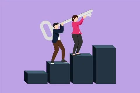 Character flat drawing teamwork. Unlock business solution concept. Business.. 스톡 일러스트