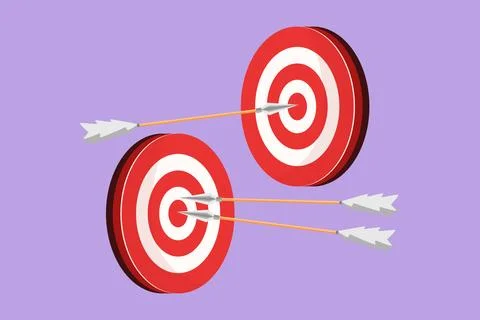 Character flat drawing two stylized archery target logo, label, symbol. Arr.. Stock Illustration