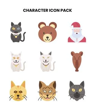 Character Flat Graphics Icons Pack Stock Illustration