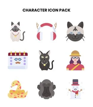 Character Flat SVG Icons Pack Stock Illustration