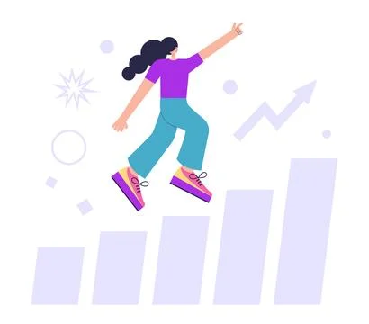 Character flies up to the target Stock Illustration