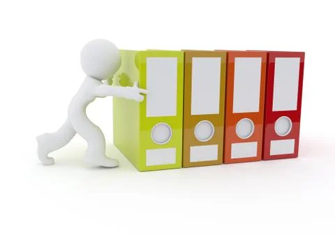 Character with folder on white, 3d rendering Illustrazione stock