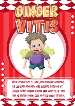 Character game card template with word Ginger Vitis Stock Illustration